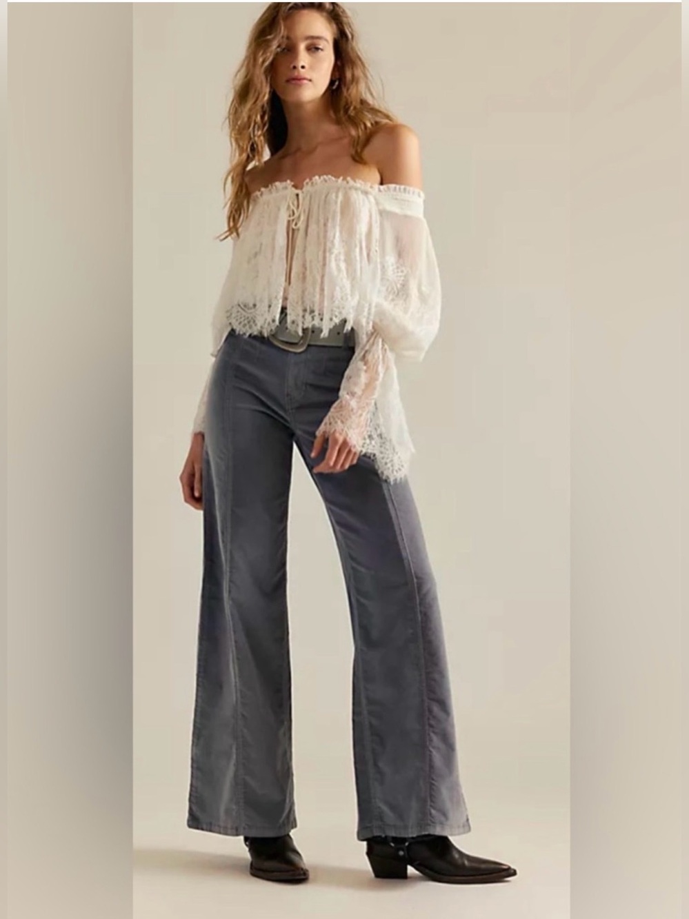 Free People We The Free Libre Cord Wide-Leg Jeans. NWT. Mockingbird - Picture 2 of 4